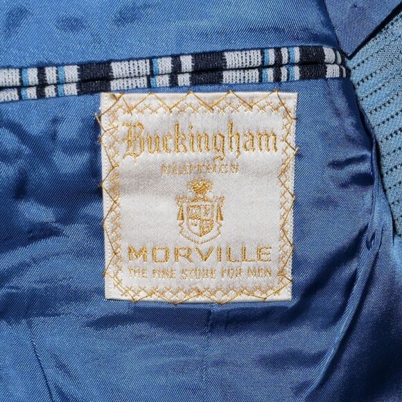 VTG Buckingham Clothes Morville Men's UK Sz 44R Blue Tartan Plaid Groovy Preppy - Picture 4 of 14